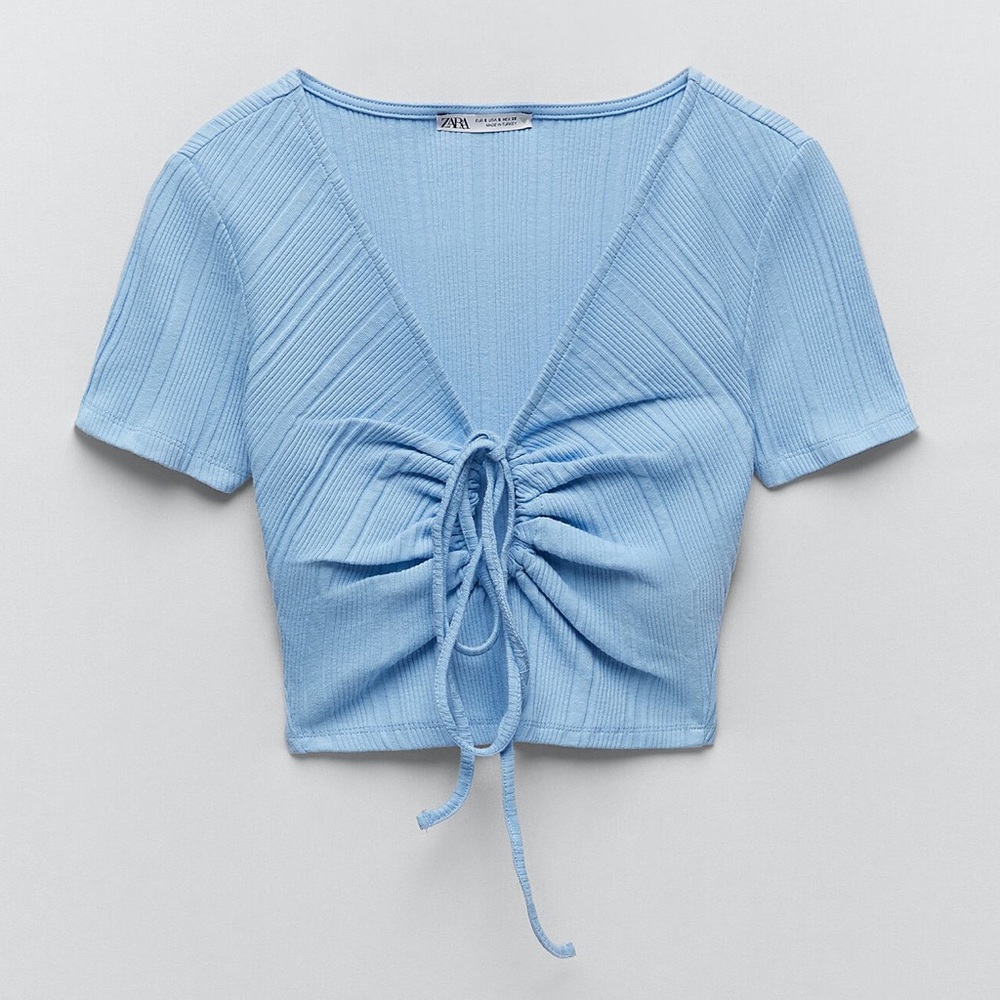 ZARA Ribbed Cut-out Tee